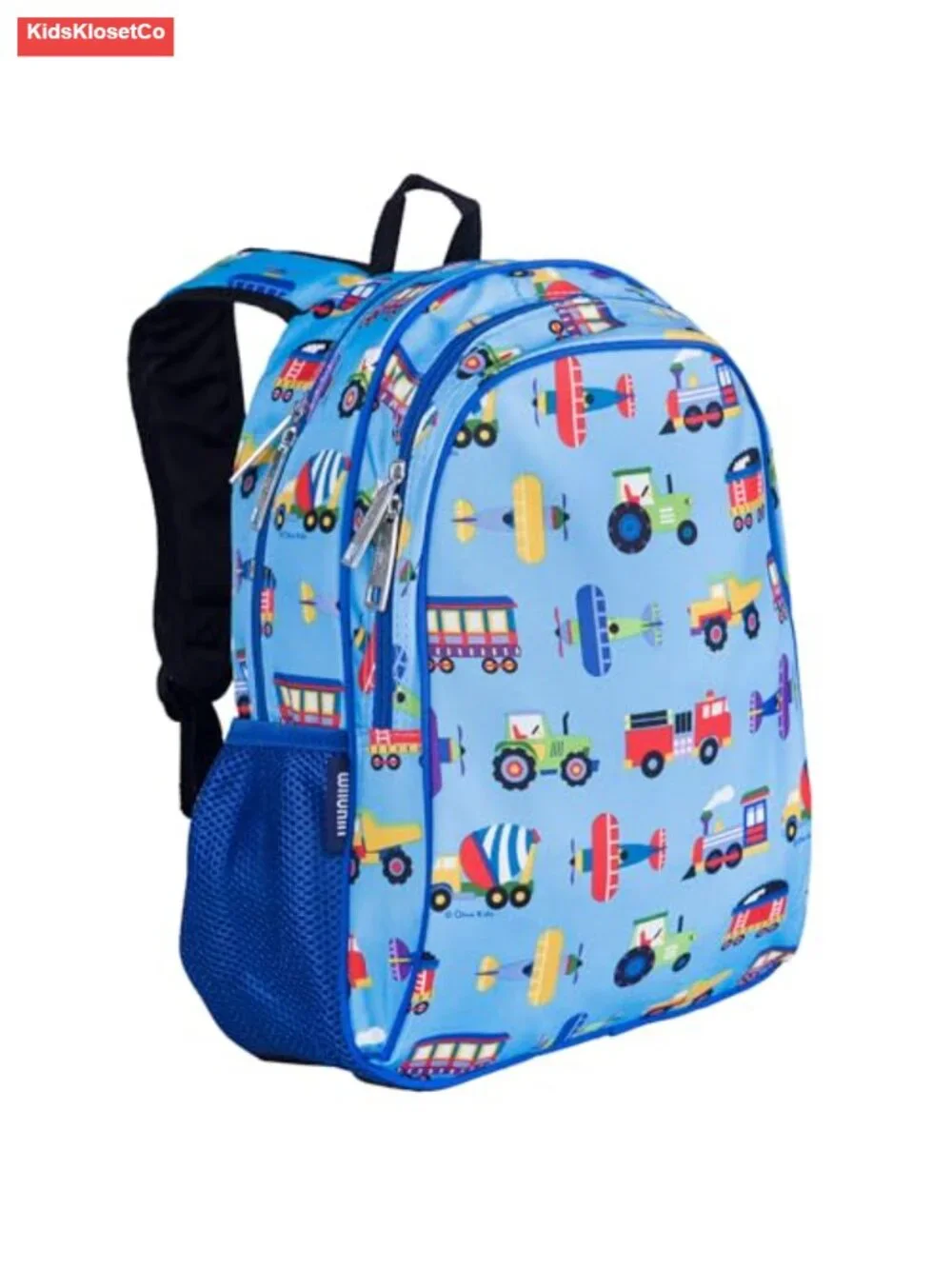 15 Inch Backpack for Kids, Trains, Planes, Trucks, Ages 5-10, Padded Straps
